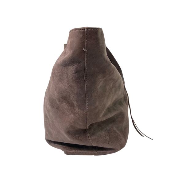 Hobo Kingston Shiny Sheen Brown Leather Tote Bag Purse Large Tassels - Picture 7 of 16